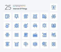 Internet von Dinge 25 Blau Farbe Symbol Pack einschließlich Internet. DVD. Internet von Dinge. CD. iot vektor