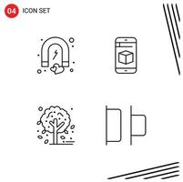 Lager Vektor Symbol Pack von 4 Linie Zeichen und Symbole zum anlocken Herbst Magnet Zelle Baum editierbar Vektor Design Elemente