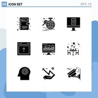 9 kreativ ikoner modern tecken och symboler av ekonomi dator kontrollera hemsida browser redigerbar vektor design element