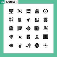 uppsättning av 25 modern ui ikoner symboler tecken för fast egendom konstruktion bok företag video redigerbar vektor design element