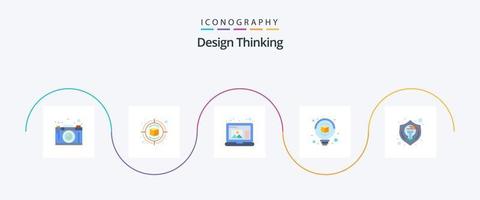 Design Denken eben 5 Symbol Pack einschließlich Idee. kreativ. Denken. Idee. Birne vektor