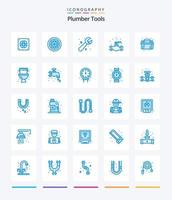 kreativ rörmokare 25 blå ikon packa sådan som mekanisk. VVS. kran. rörmokare. mätare vektor