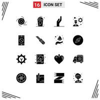 uppsättning av 16 modern ui ikoner symboler tecken för Inaktiverad mobil börja Semester utveckling dela med sig redigerbar vektor design element