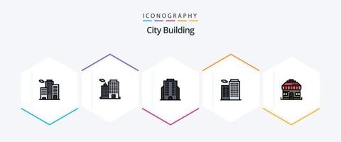 stad byggnad 25 fylld linje ikon packa Inklusive . affär. företag. hus. hus vektor