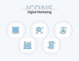 Digital Marketing Blau Symbol Pack 5 Symbol Design. Zwischenablage. Analyse. suchen. Geld vektor