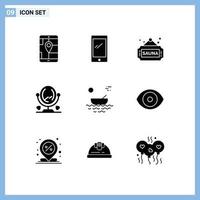 uppsättning av 9 modern ui ikoner symboler tecken för kanoter interiör iphone möbel märka redigerbar vektor design element