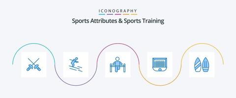 sporter attribut och sporter Träning blå 5 ikon packa Inklusive skridsko. netto. Gym. stolpe. boll vektor