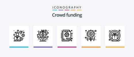 Crowdfunding Linie 5 Symbol Pack einschließlich Geschäft. Wahrzeichen. schwarz. Investition. Wurmloch. kreativ Symbole Design vektor