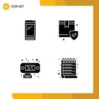 piktogram uppsättning av 4 enkel fast glyfer av telefon förbindelse huawei skydd gränssnitt redigerbar vektor design element