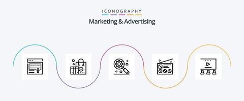 marknadsföring och reklam linje 5 ikon packa Inklusive uppkopplad annons. Nyheter. marknadsföring. marknadsföring. reklam vektor