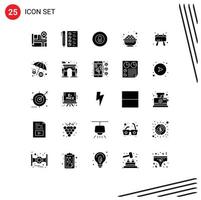 25 kreativ Symbole modern Zeichen und Symbole von Checkliste gras Ball Essen Schüssel editierbar Vektor Design Elemente