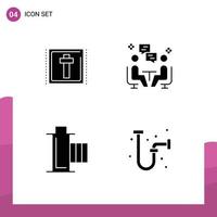 uppsättning av 4 modern ui ikoner symboler tecken för corss bio tecken chatt film redigerbar vektor design element