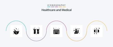 medizinisch Glyphe 5 Symbol Pack einschließlich Mensch. Labor. Termin. Labor. Chemie vektor