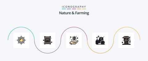 Natur und Landwirtschaft Linie gefüllt eben 5 Symbol Pack einschließlich Bauernhof. Traktor. Landwirtschaft. Landwirtschaft. Landwirtschaft vektor