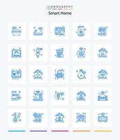 kreativ smart Hem 25 blå ikon packa sådan som telefon. batteri. badkar. övervakning. säkerhet vektor