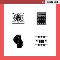 Pack von 4 kreativ solide Glyphen von Birne Baby Idee Mathematik Fötus editierbar Vektor Design Elemente