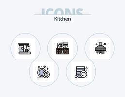 kök linje fylld ikon packa 5 ikon design. . pott. mat tallrik. frukost. mat vektor
