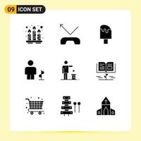 uppsättning av 9 modern ui ikoner symboler tecken för dålig mänsklig Häftigt riktning avatar redigerbar vektor design element