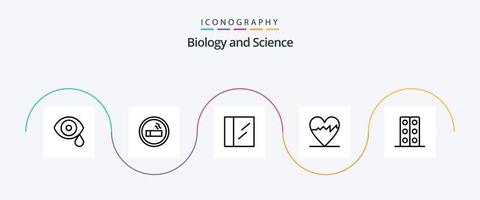 Biologie Linie 5 Symbol Pack einschließlich Tablett. Labor. Wissenschaft. Biologie. Herz vektor