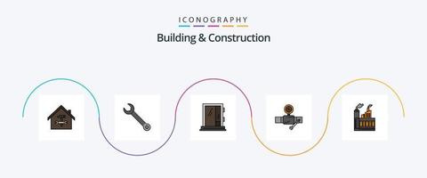 Gebäude und Konstruktion Linie gefüllt eben 5 Symbol Pack einschließlich Gebäude. Reparatur. Gebäude. Konstruktion. Fenster vektor