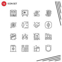 Lager Vektor Symbol Pack von 16 Linie Zeichen und Symbole zum Ei Kranz Rahmen Ferien Handy, Mobiltelefon editierbar Vektor Design Elemente