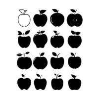 Apfel auf weißem Hintergrund eingestellt vektor
