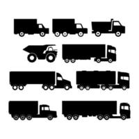 Satz von Lastwagen auf weißem Hintergrund
