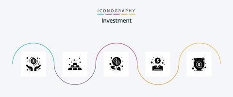 Investition Glyphe 5 Symbol Pack einschließlich Versicherung. Dollar. Budget. Investition. Finanzen vektor