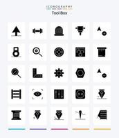 kreativ Werkzeuge 25 Glyphe solide schwarz Symbol Pack eine solche wie Voltmeter. Ampere. Mauszeiger. Zucht. Suche vektor