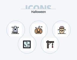 halloween linje fylld ikon packa 5 ikon design. måne. spegel. skrämmande. halloween. ljuv vektor