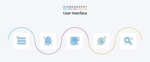 Benutzer Schnittstelle Blau 5 Symbol Pack einschließlich suchen. Benutzer. Klang. schützen. Aktion vektor