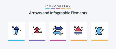 Pfeil Linie gefüllt 5 Symbol Pack einschließlich Rechts. Pfeil. auswerfen. hoch. nach vorne. kreativ Symbole Design vektor