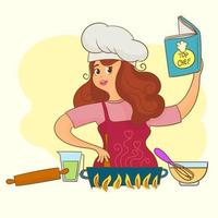 kocken använder boken för recept medan han arbetar i ett kök vektor