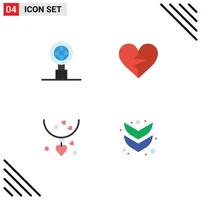 Pack von 4 kreativ eben Symbole von Globus Geschenk Herz Liebling Mutter editierbar Vektor Design Elemente