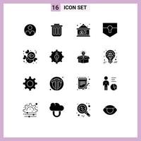 Universal- Symbol Symbole Gruppe von 16 modern solide Glyphen von Sicherheit Schlüssel Container Dollar Zeichen Währung editierbar Vektor Design Elemente