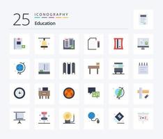 utbildning 25 platt Färg ikon packa Inklusive fil. dokumentera. data. inlärning vektor