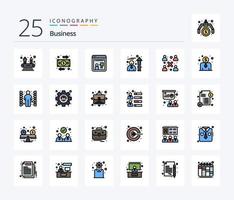 företag 25 linje fylld ikon packa Inklusive arbetsgrupp. modern. uppkopplad. företag. prestanda vektor