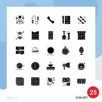 Pack von 25 modern solide Glyphen Zeichen und Symbole zum Netz drucken Medien eine solche wie Mäusespeck Camping Anruf php Entwicklung editierbar Vektor Design Elemente