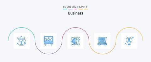 Geschäft Blau 5 Symbol Pack einschließlich Licht. Birne. Erde. Geschichte. Archiv vektor