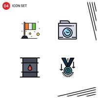 Lager Vektor Symbol Pack von 4 Linie Zeichen und Symbole zum Tag Container irisch Bild Lieferung editierbar Vektor Design Elemente