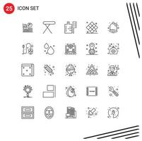 Lager Vektor Symbol Pack von 25 Linie Zeichen und Symbole zum Benachrichtigung Erholung Essen abspielen Schach editierbar Vektor Design Elemente