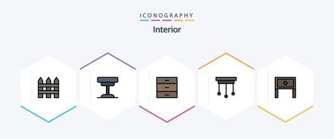 interiör 25 fylld linje ikon packa Inklusive slutet. Hem. tabell. dekorationer. interiör vektor