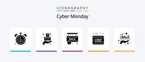 Cyber Montag Glyphe 5 Symbol Pack einschließlich Montag. Cyber. Montag. Kalender. Verkauf. kreativ Symbole Design vektor