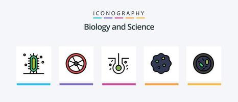 Biologie Linie gefüllt 5 Symbol Pack einschließlich Molekül. Biologie. Labor. Atom. Experiment. kreativ Symbole Design vektor