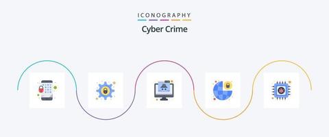 Cyber Verbrechen eben 5 Symbol Pack einschließlich . Vorhängeschloss. Verbrechen. sperren. vektor