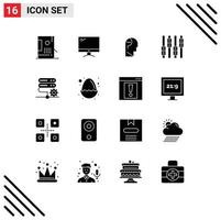 Pack von 16 kreativ solide Glyphen von Datenbank Bearbeitung imac Steuerung verwechseln Verstand editierbar Vektor Design Elemente