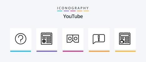 Youtube linje 5 ikon packa Inklusive nyckel. skriver. dokumentera. tangentbord. TV-spel. kreativ ikoner design vektor