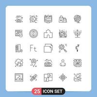 Linie Pack von 25 Universal- Symbole von Erdkunde Einkaufen Computer Einkaufen Anzeige Tasche editierbar Vektor Design Elemente