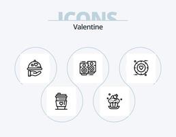 valentine linje ikon packa 5 ikon design. märka. hjärta. säng. bröllop. maträtt vektor