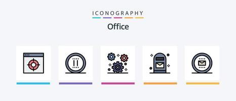 kontor linje fylld 5 ikon packa Inklusive mål. medicinsk. kontor. Ansökan. kontor. kreativ ikoner design vektor